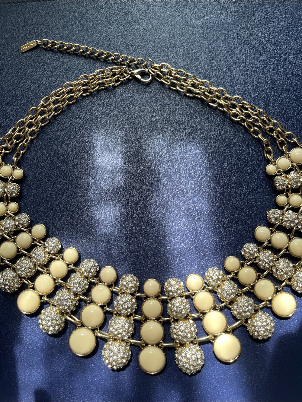BAUBLEBAR Ivory-tone acrylic/pave crystal bead statement necklace